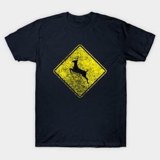 Deer Xing Sign (distressed) T-Shirt